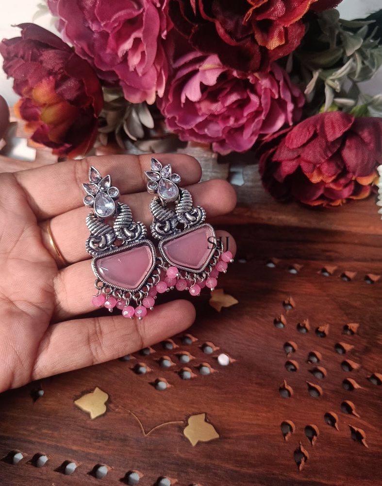 Imitation Rose Stone Earrings