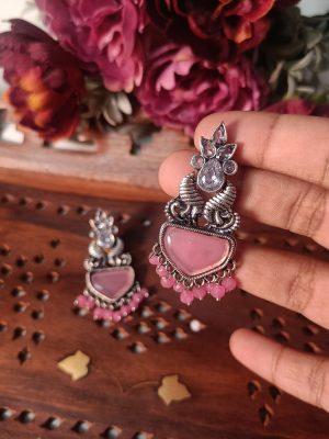 Imitation Rose Stone Earrings