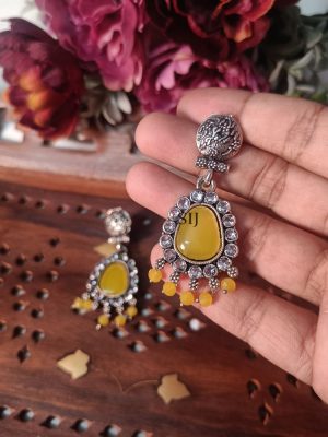 Artificial Yellow Stone Earrings