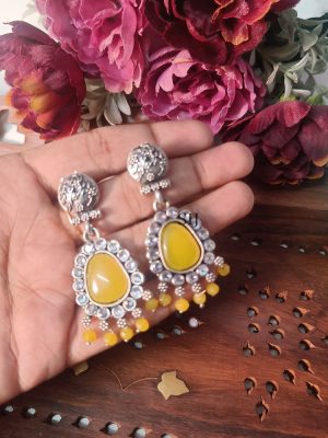 Artificial Yellow Stone Earrings