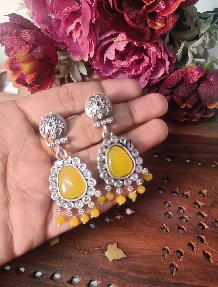 Artificial Yellow Stone Earrings