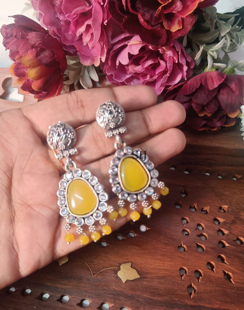 Artificial Yellow Stone Earrings