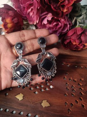 Artificial Black Stone Earrings