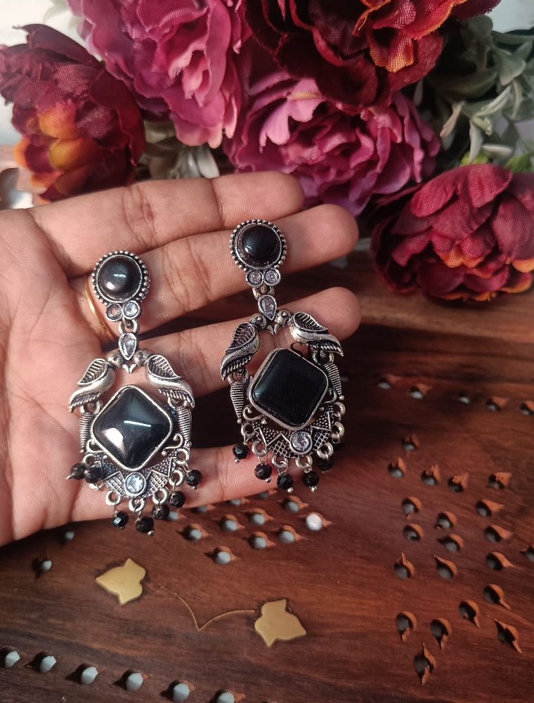 Artificial Black Stone Earrings