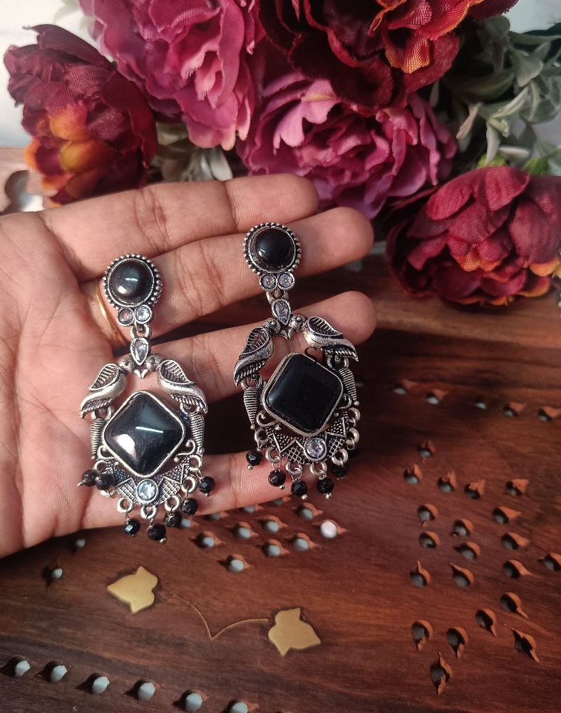 Artificial Black Stone Earrings