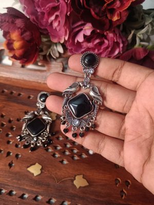 Artificial Black Stone Earrings