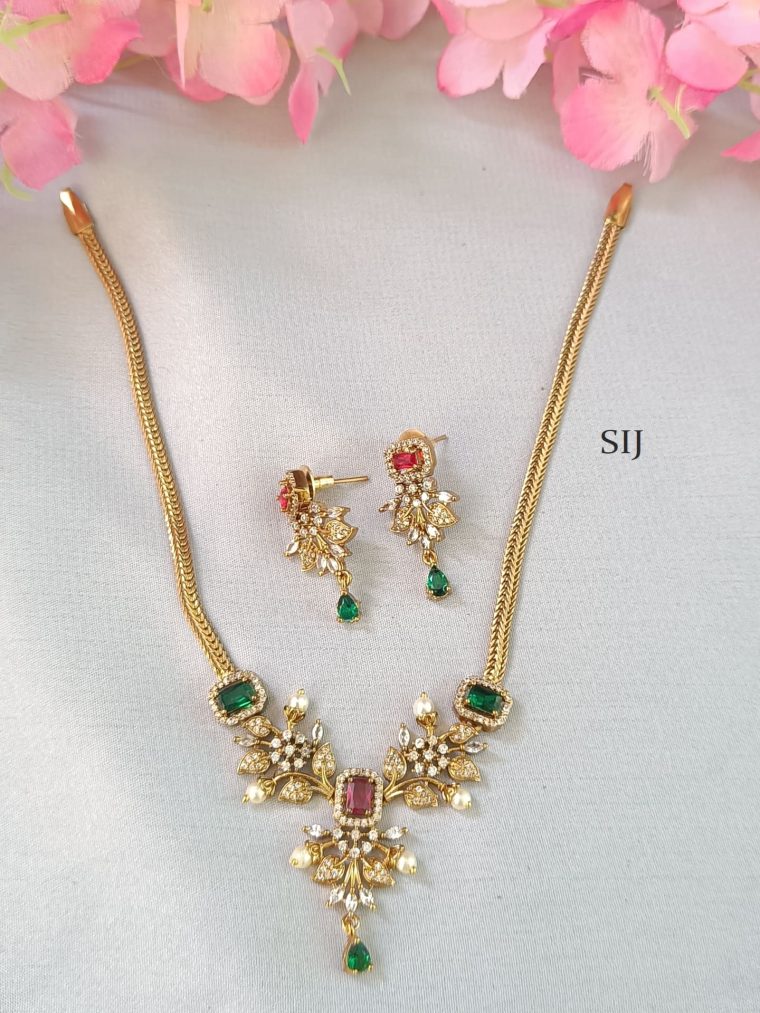 Imitation Floral AD Stones Necklace