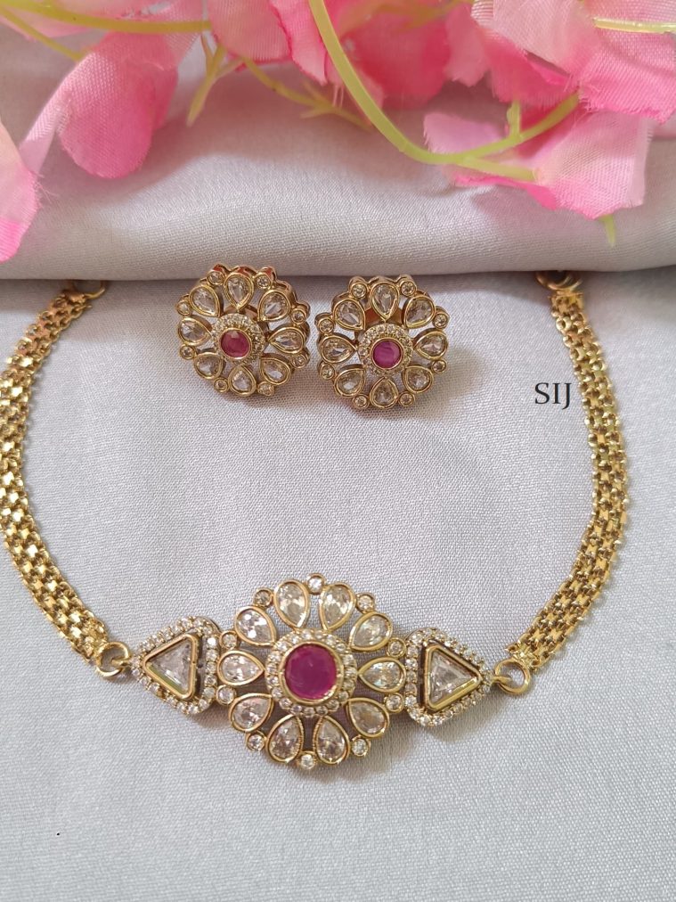 Traditional Pink And White Choker