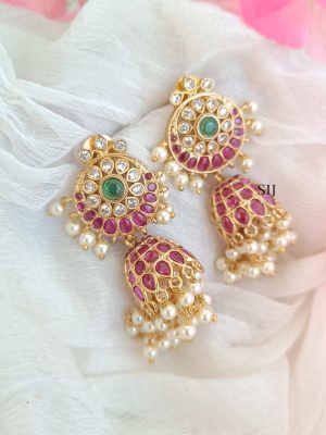 Imitation Kemp Stone Jhumkas