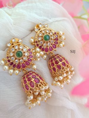 Imitation Kemp Stone Jhumkas