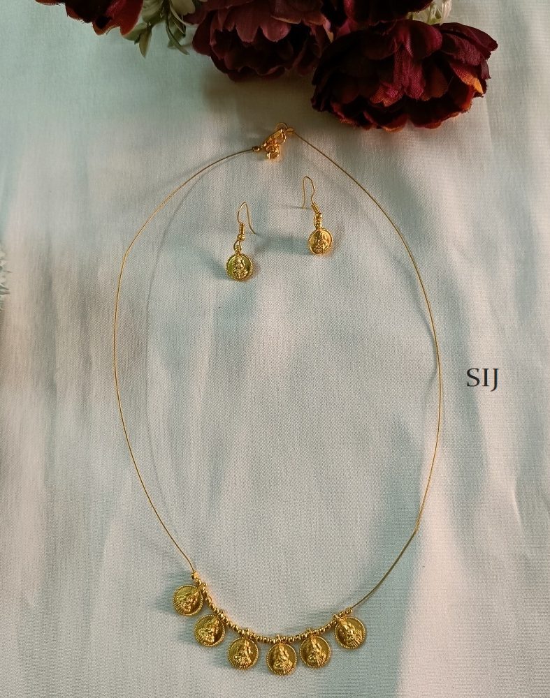 Imitation Invisible Coin Lakshmi Necklace Set