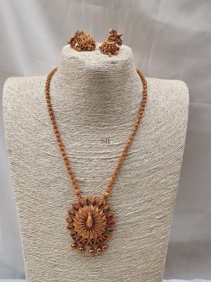 Antique Finish Peacock Design Pendant Haram