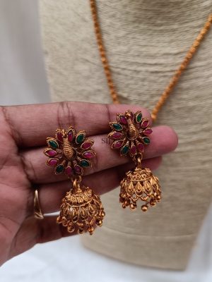 Antique Finish Peacock Design Pendant Haram