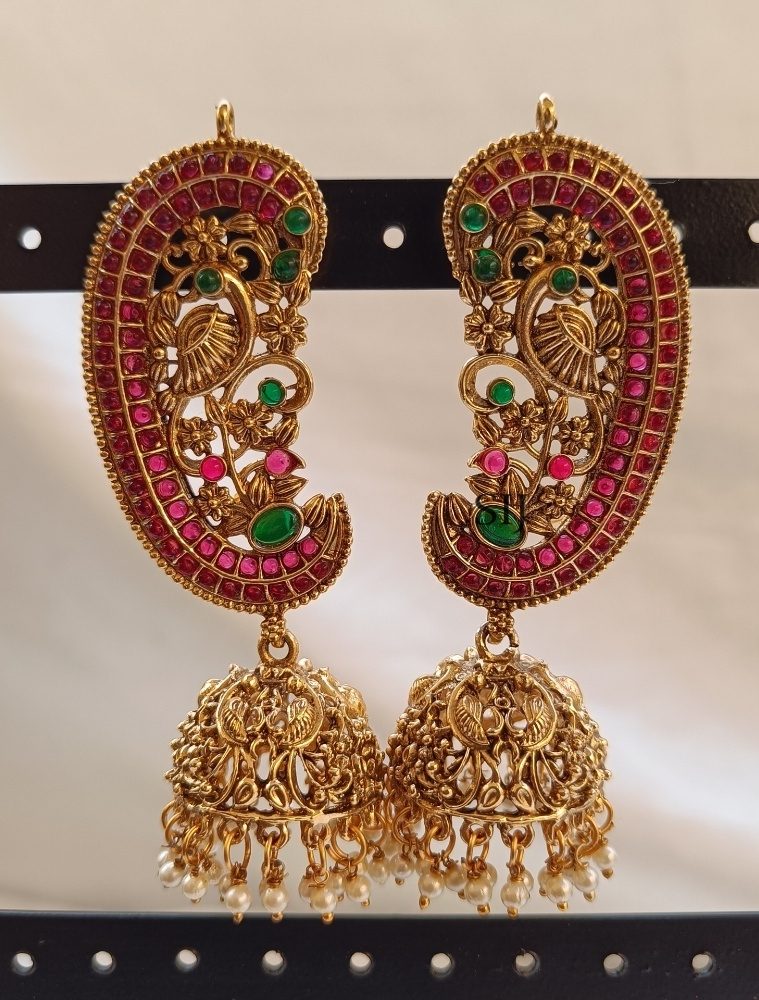 Ruby Stone Earcuff Jhumkas