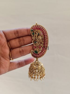 Ruby Stone Earcuff Jhumkas