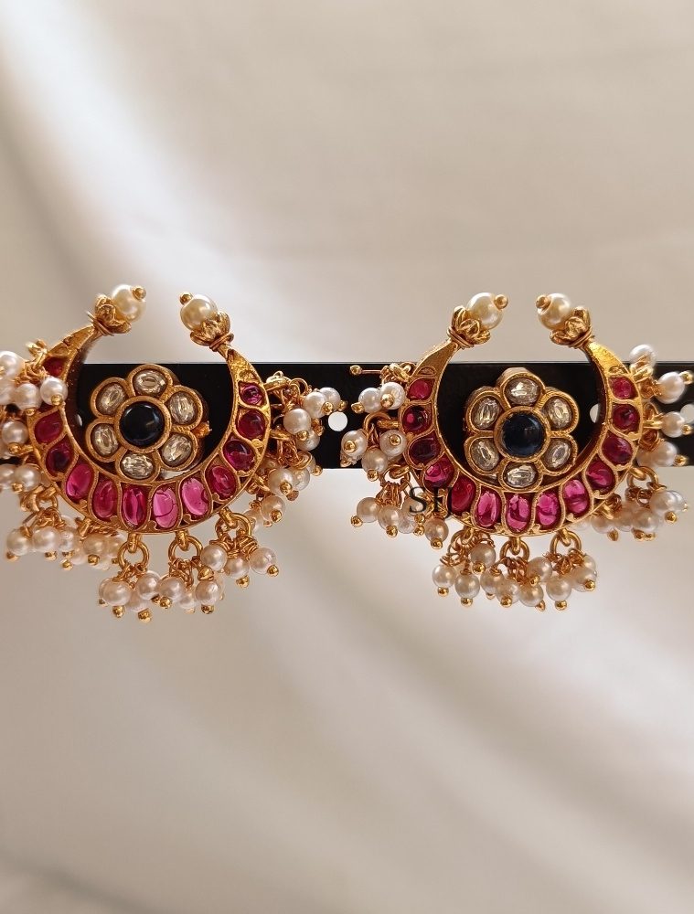 Traditional Kundan Stones Pearl Earrings