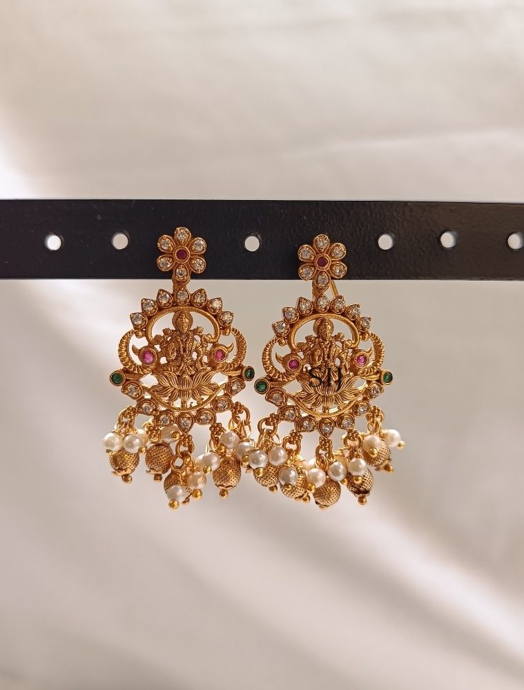 Imitation Flower Design Lakshmi Earrings