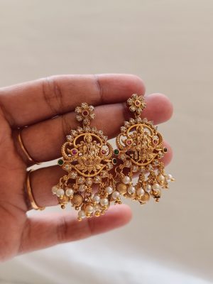 Imitation Flower Design Lakshmi Earrings