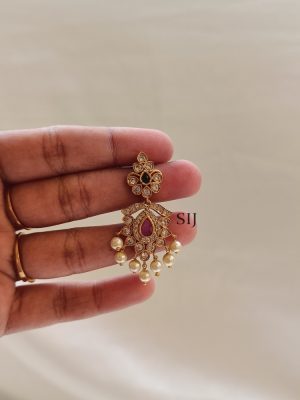 Traditional Flower Design AD Stones Earrings