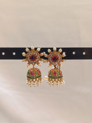 Imitation Kemp Stones Jhumkas
