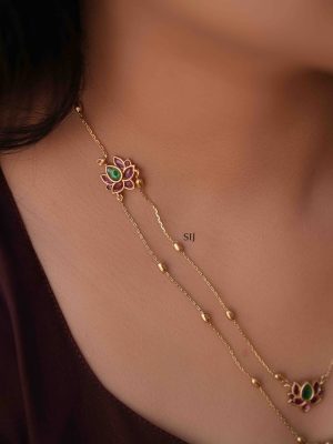 Artificial Dual Layer Lotus Necklace