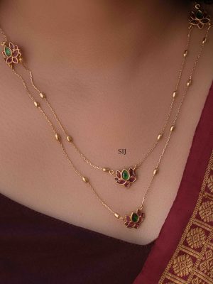 Artificial Dual Layer Lotus Necklace