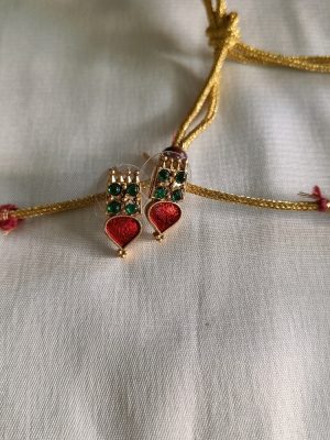 Artificial Pink &Green Stone Kerala Style Necklace Set