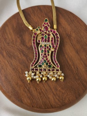 Beaded Drop Meenakshi Kemp Pendant Chain