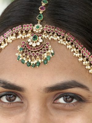 Chandbali Flower Design Kemp &Pearl Head Set