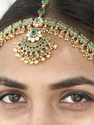 Chandbali Flower Design Kemp &Pearl Head Set