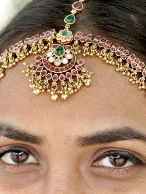 Chandbali Flower Design Kemp &Pearl Head Set