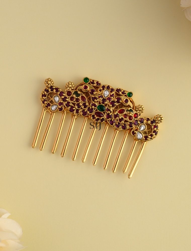 Dual Peacock Design Kemp Hair Brooch