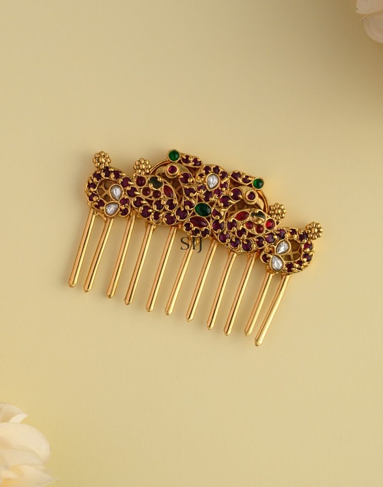 Dual Peacock Design Kemp Hair Brooch