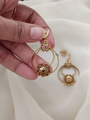 Dual Rings Chandbali Earrings