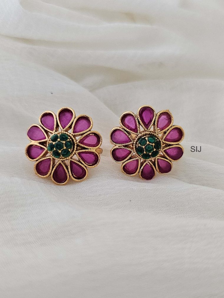 Flower Design Ruby &Emerald StoneToe Rings