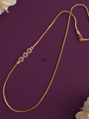 Gold Covering Floral AD Mugappu Chain