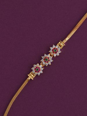 Gold Covering Floral AD Mugappu Chain