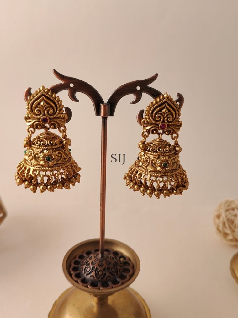 Gold Finish Floral Design Jhumkas