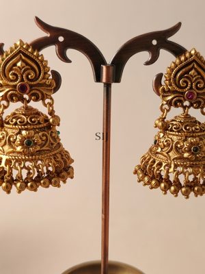 Gold Finish Floral Design Jhumkas