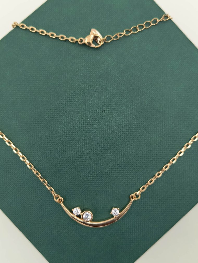 Gold Finish Half Moon Pendant Chain