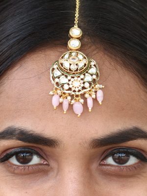 Gold Finish Kundan Stones Maang Tikka