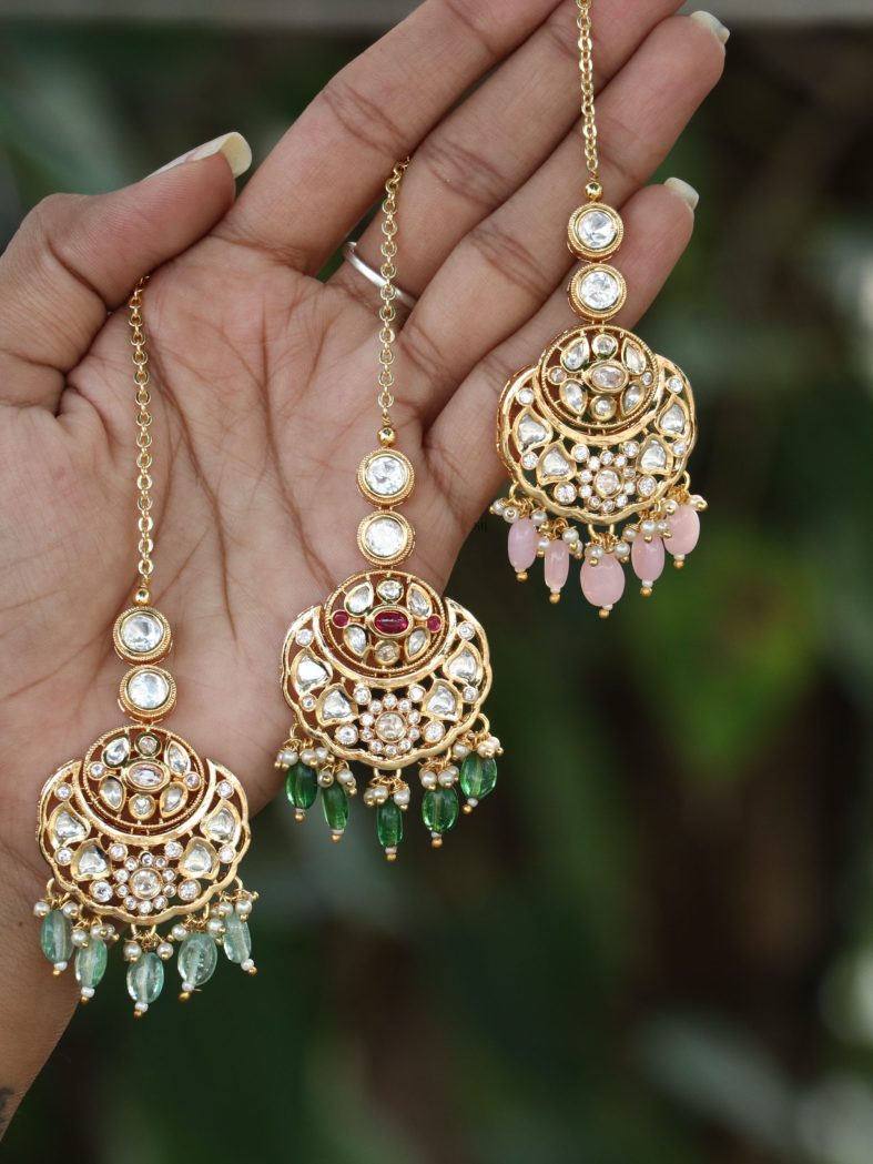 Gold Finish Kundan Stones Maang Tikka