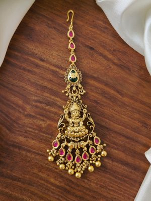 Gold Finish Multicolor Kemp Lakshmi Tikka