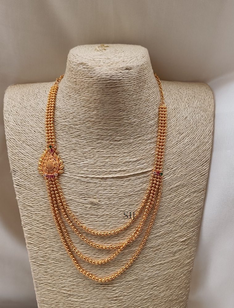 Gold Finish Peacock Design Haram Set