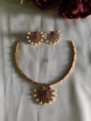 Gold Plated AD Stones Necklace