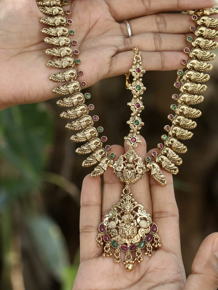 Gold Plated Lakshmi &Peacock Head Set