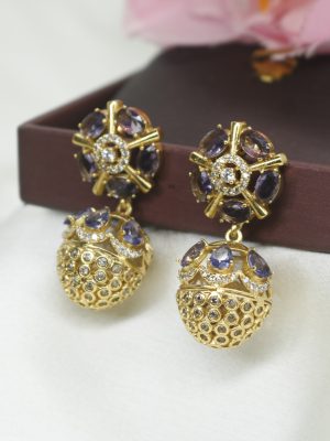 Gold Plated Pastel Latest Jhumka Earrings