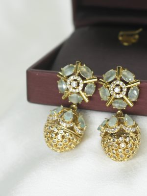 Gold Plated Pastel Latest Jhumka Earrings