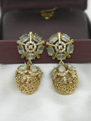 Gold Plated Pastel Latest Jhumka Earrings