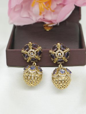 Gold Plated Pastel Latest Jhumka Earrings